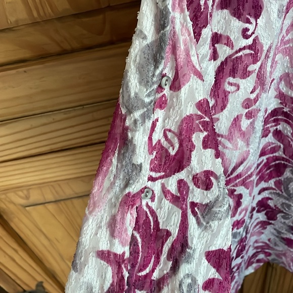 ALFRED DUNNER Pink, Gray & White Design 3/4 Sleeve Top Size 16 - Picture 5 of 10